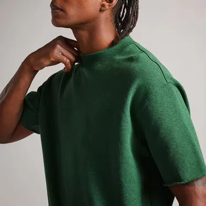 เสื้อยืดคอกลมโอเวอร์ไซส์ผ้าฝ้ายแท้ 100% สำหรับผู้ชาย สกรีนโลโก้ได้ตามต้องการ เสื้อยืดเรียบหรูทรงหลวมคุณภาพสูง - Product Image 3