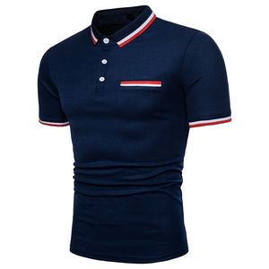Polo de manga corta personalizado de alta calidad para hombre, ropa de punto bloqueada de Color con patrón sólido informal de verano - Product Image 1