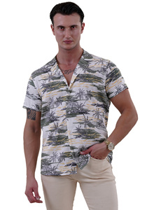 Hawaii trại cổ áo mềm rửa mùa hè kỳ nghỉ ăn mặc áo sơ mi cho nam giới đã sẵn sàng trong kho in màu sắc tươi sáng đôi mạnh mẽ khâu - Product Image 6