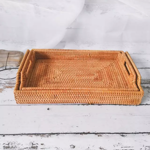 Plateau rectangulaire en rotin fait main du Vietnam, plateau de service de haute qualité pour hôtel, restaurant, maison - Product Image 3