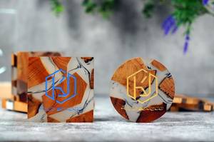 Eco-Friendly Wooden Resin <b>Coasters</b>, Handmade Stone <b>Drink</b> <b>Coasters</b> Perfect for B2B Bulk Orders and International Retailers - Product Image 2