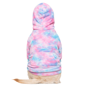 เสื้อฮู้ดดี้กำมะหยี่สำหรับสุนัข สีชมพู-ฟ้า ลายมัดย้อม เนื้อผ้านุ่ม ขนฟู สวมใส่สบาย อุ่นสบาย เหมาะสำหรับสุนัขขนาดกลางถึงใหญ่ ใส่ได้ในช่วงฤดูหนาว - Product Image 2