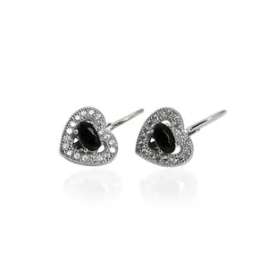 Boucles d'oreilles pendantes tendance en argent sterling 925 avec pierres précieuses noires en forme de poire pour femmes - Product Image 1