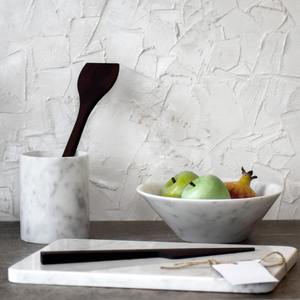 Surface de coupe en pierre élégante de planche de boucher de marbre blanc pour la cuisine à la maison servant du fromage et l'utilisation d'affichage des aliments - Product Image 5