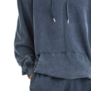Men's Lightweight Acid Wash Tracksuit Custom Logo Hooded Winter Coat Solid Pattern Full Length Breathable Plus Size - Product Image 5