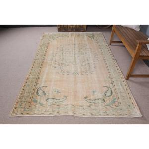 Turkish Large Rug 5.3x8.2 ft, Vintage <b>Brown</b> Moroccan <b>Wool</b> Rug - Product Image 3