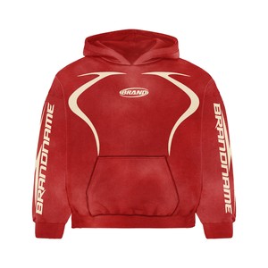 Chándales de Forro Polar Suave con Estampado Puff, Color Liso, Peso Pesado, Lavado Ácido, para Hombre, Invierno - Product Image 2