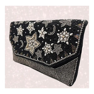 Bolso de mano con cadena cruzada y cuentas de semillas Boho Chic con diseño de Luna, Estrella y flamenco, accesorio de moda perfecto - Product Image 5