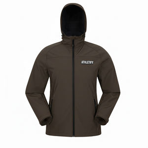 Unisex 100% Polyester Softshell <b>Jacket</b> Zipper Windproof <b>Waterproof</b> Anti-Bacterial Hood Lightweight Outdoor Hiking Travel Running - Product Image 1