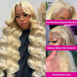 Perruque couleur blonde miel 613, 13x4 13x6, dentelle transparente HD, perruques à fermeture frontale pour femmes noires, perruque en cheveux humains à ondulation corporelle - Product Image 3