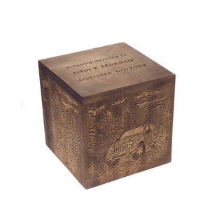Urne carrée en bois personnalisée pour les cendres humaines boîte commémorative sculpté souvenir urnes de crémation boîtes pour l'enterrement - Product Image 1