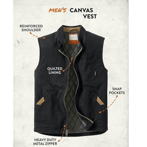 Chaleco de cuero de motocicleta informal de invierno personalizado para hombre, diseño de tendencia superior, tela de lona, OEM/ODM disponible - Product Image 6