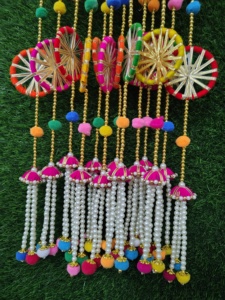Guirlandes de pompons Chakri colorées avec ghungroo, taille personnalisable, durables, décoration traditionnelle pour mariage, fête, événement, festival - Product Image 5