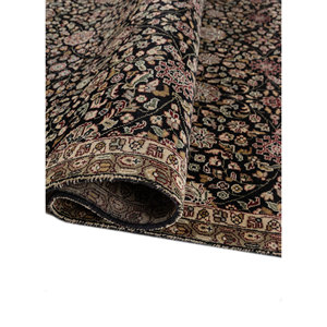 Tapis en laine noués à la main Aprezo, gris et noir, motifs floraux et abstraits, pour la maison, le couloir et le salon, modèle Pae-6482(Fr), rectangulaire - Product Image 2