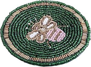 Juego de posavasos de cuentas de semillas bordadas hechas a mano esteras bordadas personalizadas posavasos con cuentas de diseño hermoso DE LA India - Product Image 3