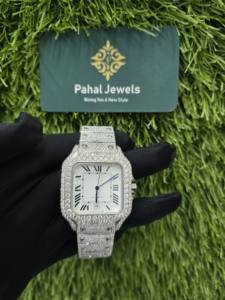 Montre de luxe pour homme, style hip-hop, sertie de moissanite VVS, cadran à chiffres romains, testeur de diamant, mécanique, vente en gros disponible - Product Image 2