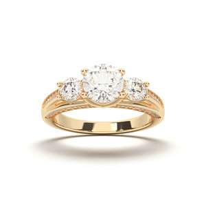 แหวนเพชรทรงรีกลมโมอิส0.22Ct 5เม็ดสีทอง14K สำหรับปลูกในห้องปฏิบัติการขายส่ง - Product Image 3