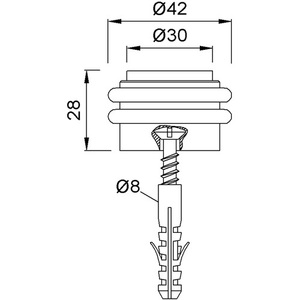 KWS - Tope de Puerta de Aluminio Anodizado Plateado 2053.31 de 42 mm con Soporte de 28 mm de Altura para Persianas, Cortinas y Contraventanas - Product Image 3