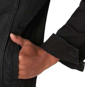 Veste en jean pour homme, logo personnalisé OEM, mode, noir avec surpiqûres contrastées, vêtements d'automne 2026, veste de camionneur pour homme - Product Image 6