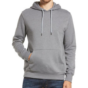 Sweat à capuche en coton mélangé pour hommes pull-over lourd sweat polaire basique uni épaule tombante fabricant OEM Streetwear - Product Image 1