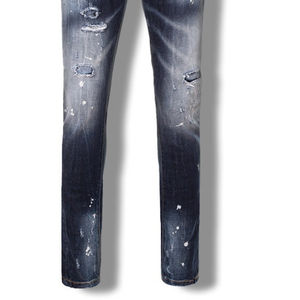 Pantalon en denim droit super lavé léger pour homme, poches latérales, imprimé motard, coupe ample d'hiver, 100% coton, séchage rapide, respirant - Product Image 3