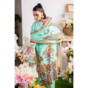 Conjunto de traje de tela estampada sin coser de 3 piezas azul para mujer - Product Image 6