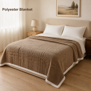 Manta de felpa cálida de doble cara reversible de Polonia, suave forro polar marrón taupe para cama, entrega rápida en la UE - Product Image 2