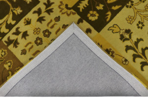 Tapis d'intérieur en laine à poils moyens, fait main, écologique, vert olive et marron, motif floral botanique luxueux et de style transitionnel - Product Image 4
