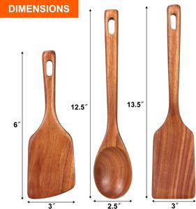 3 Pcs Grand Set de Spatules en Bois Ustensiles de Cuisine Cuillère en Bois pour Spatule de Cuisine Cuillère de Service Spatules à Mélanger - Product Image 2