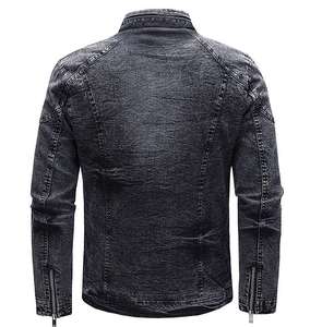 Vestes en jean pour hommes Vêtements d'extérieur décontractés Veste d'automne Manteau en jean à fermeture éclair Veste coupe ajustée pour homme - Product Image 6