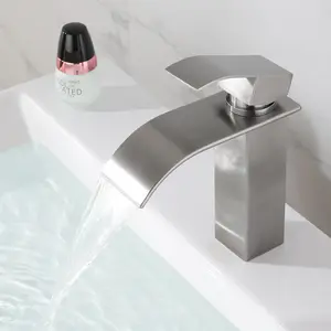 Single Handle Black Waterfall Basin Faucet Cold And Hot Water Mixer Tap Deck Mounted 304 Stainless Steel Bathroom Faucet