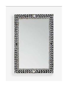 Miroir mural moderne en bois et nacre écologique fait à la main, décoration d'intérieur pour couloir et salle de bain, incrusté de coquillages - Product Image 1