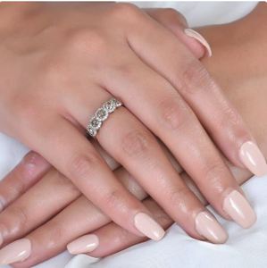 แหวนฮาโลเพชรสีขาวธรรมชาติสีเงินสเตอร์ลิง925ความแม่นยำสูง - Product Image 2
