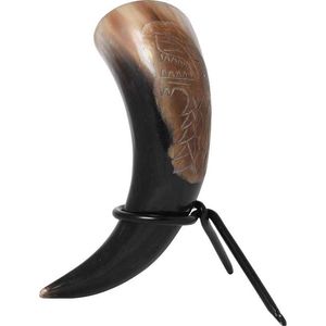 Cuerno para beber vikingo Cuerno para beber de lujo vikingo natural con soporte Tazas artesanales naturales Accesorio de cerveza fresca para fiesta de Navidad - Product Image 3