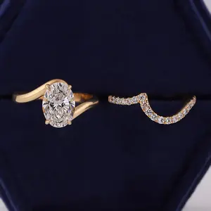 Anillo de Oro Amarillo de 14K para Mujer, Estilo Vintage, con Diamante Ovalado Cultivado en Laboratorio de 5g, Regalo para Aniversario de Bodas, Certificado IGI - Product Image 1