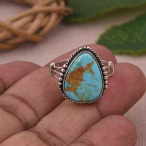 Oxidized Sterling Silver Kingman <b>Turquoise</b> <b>Ring</b> Handmade Luxury Boho Southwestern Wedding Jewelry Vintage Style Gift Her - Product Image 6