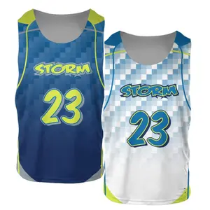 Vêtements de sport en polyester réversibles personnalisés de haute qualité pour la lacrosse, unisexes, à séchage rapide, durables, imprimés, uniformes d'entraînement - Product Image 1