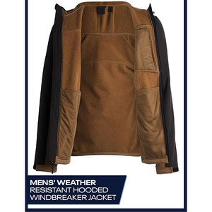 Men's Winter <b>Waterproof</b> Denim Zipper Closure Softshell <b>Jacket</b> OEM Service Eco-Friendly Vintage Stand Collar Front Logo - Product Image 2