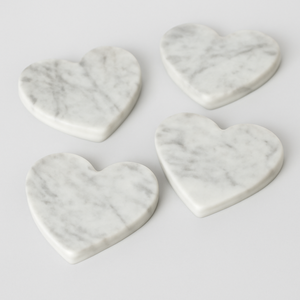 Sous-verres en forme de cœur beiges écologiques Sous-verres en pierre de qualité supérieure pour le salon Tables basses Mariages Conceptions personnalisables - Product Image 3