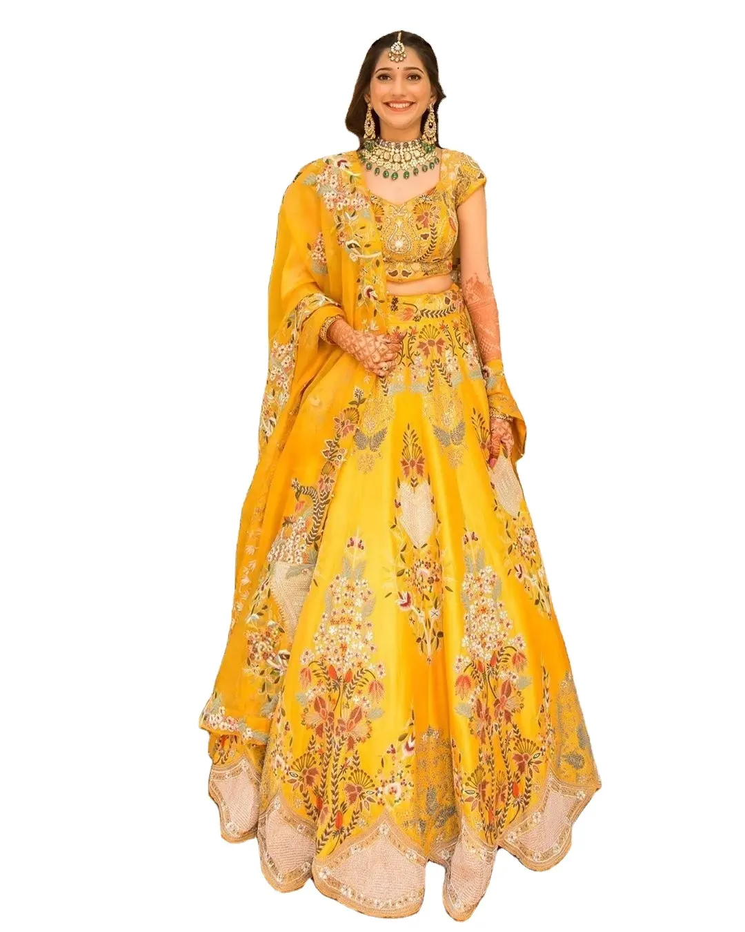חדש כניסות כבד מעצב Mehndi מיוחד צהוב Lehenga הצ 'ולי כלה חתונה שמלת אתני בגדי עבור נשים חתונה 2022