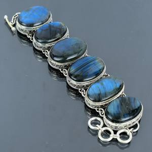 อัญมณีลาบราดอไรต์925เงินสเตอร์ลิงสร้อยข้อมือดีไซน์ทำด้วยมือคุณภาพเยี่ยมเครื่องประดับชั้นดีออกแบบได้ตามต้องการ - Product Image 4