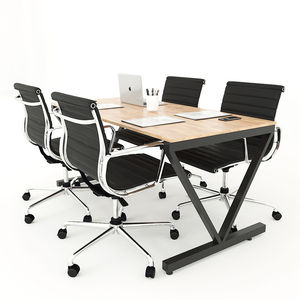 Table de conférence en bois en forme de V à 2 pieds en métal, design minimaliste SFVC009, matériaux de haute qualité, stable, 6 places - Product Image 2