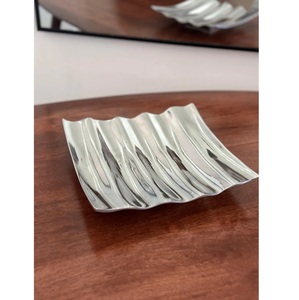 Plateau de service carré en métal plaqué argent Table à manger décorative Plat à fruits et assiettes de service 100pcs Commande minimum - Product Image 4