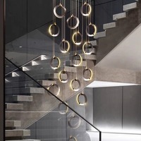 Lustre LED moderne de luxe à haut plafond, grand lustre pour hôtel, lustre pour escalier