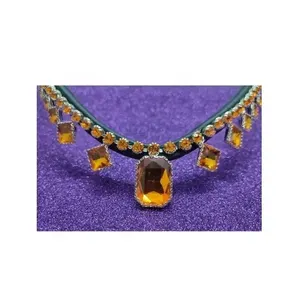 Пользовательский Логотип Западная гоночная Верховая езда конная повязка для бровей оранжевая кристаллическая квадратная черная Коричневая кожа Удобная лошадиная повязка - Product Image 3