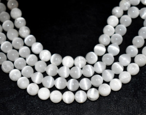 Cuentas de Obsidiana Natural Blanca AAA de Alta Calidad, 8.5 mm, Pulido Liso, para Joyería - Más Tamaños Disponibles - Product Image 3