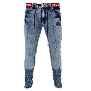 <b>Men</b> Denim Jeans Slim Fit <b>Stretch</b> Ripped Distressed Vintage Y2K Pencil Pants Streetwear Casual Eco-Friendly Breathable Custom OEM - Product Image 2