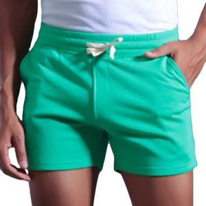 Pantalones cortos atléticos para correr en el gimnasio para hombre con bolsillos 100% algodón cristal sólido transpirable secado rápido cintura elástica entrenamiento Jogger Shorts - Product Image 6