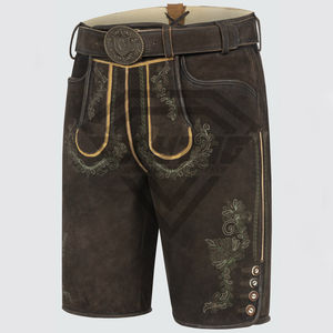 Short Lederhosen bavarois en cuir de haute qualité confort ceinture élastique sur mesure short Lederhosen brodé de couleur unie - Product Image 4