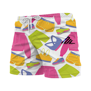 Shorts de bain pour hommes, décontractés, à séchage rapide, unis, avec cordon de serrage, écologiques, respirants, 100% polyester, 250GSM, peigné - Product Image 3